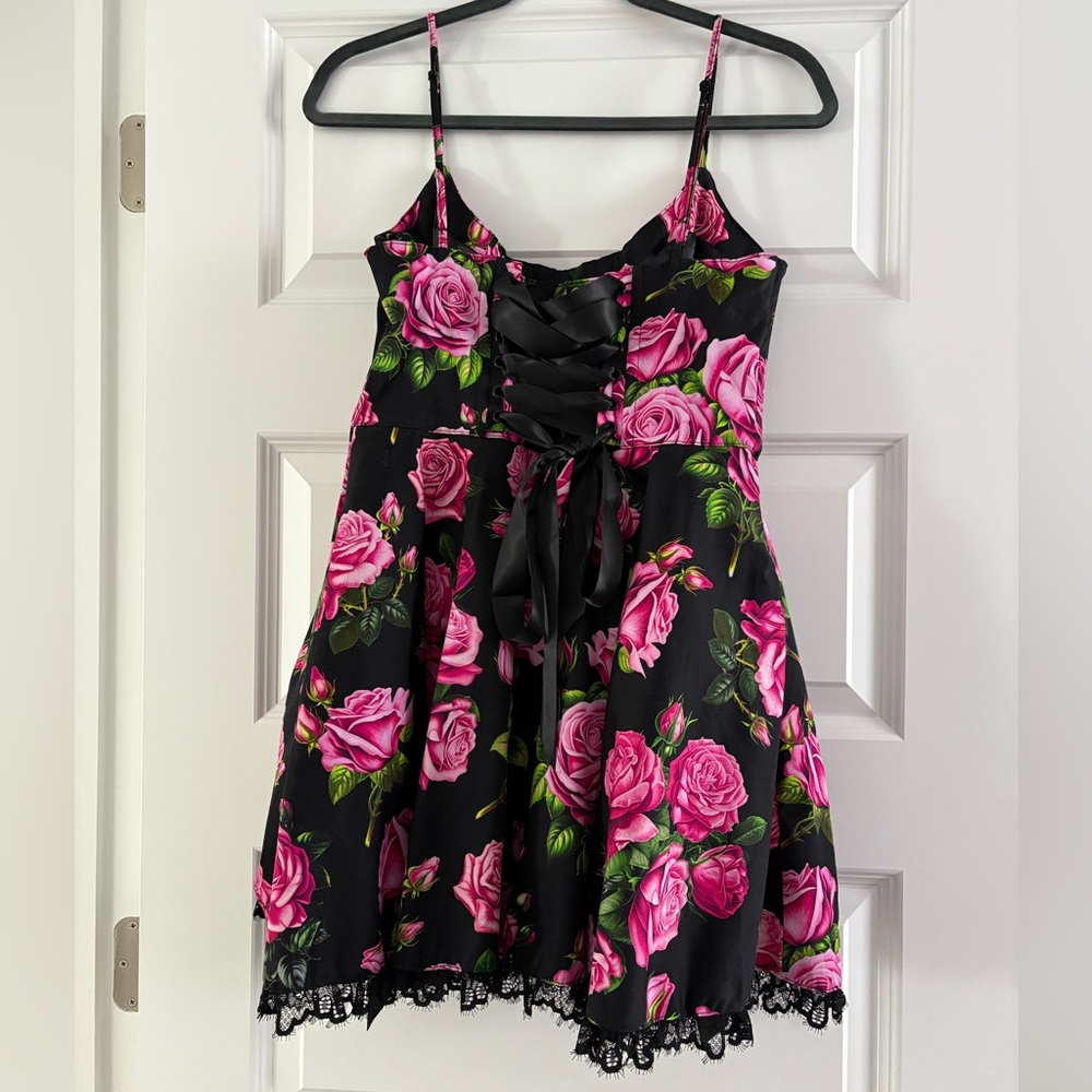 Sugar Thrillz Black & Pink Floral Mini Dress - Picture 2 of 15